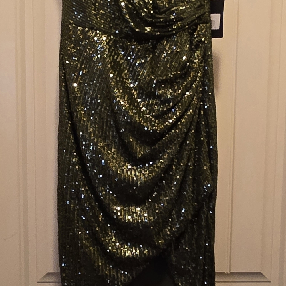 Ieena Duggal 11272 - Ruched Asymmetric Hem Sheath Dress - Picture 4 of 6